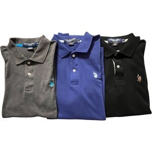 U.S. Assn Polo Assn. 3 Shirts. Luxury feel men M short sleeve pique polos lot.